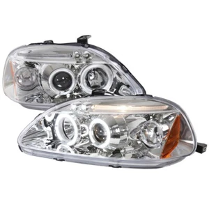 Faros proyectores cromados halos dobles para Honda Civic EK 96-98 2/3/4 puertas - Imagen 1 de 5
