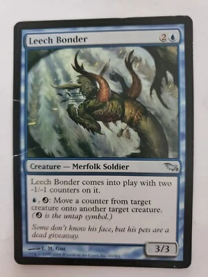 MTG Magic The Gathering Card Leech Bonder Creature Merfolk Soldier Blue Shadowmo - Image 1 of 2