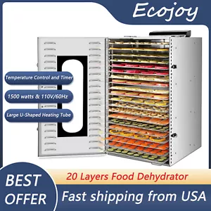 20 Tray Food Dehydrator Stainless Steel 24h Timer 1500W Fruit Jerky Dryer Home - Picture 1 of 8