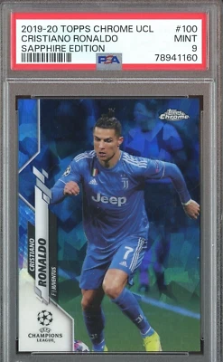2019-20 Topps Chrome UCL Soccer Sapphire Edition #100 Cristiano Ronaldo PSA 9 - Image 1 of 2