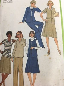 1977 Simplicity 8411 Vintage Costura Patrón Falda Pantalones Top Chaquetas Talla 18 1/2 - Imagen 1 de 5