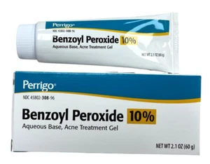 Benzoyl Peroxide 10% Acne GEL 2.1oz ( 60 gm ) PERRIGO / PADAGIS __ NEW LOOK! - Picture 1 of 3