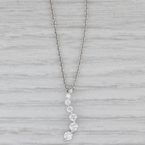 0.80ctw Diamante Viaje Collar con Colgante 14k Oro Blanco 17.75" Cadena - Imagen 1 de 7