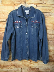 Susan Graver Style Jacke mit Knopfleiste und Verzierung Damen Größe L Baumwolle P-28 - Bild 1 von 10