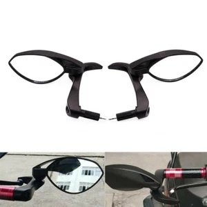 7/8" 22mm Black Horns Handguard Lever Folding Anti-fall Bar Rearview Side Mirror - Picture 1 of 9