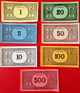Monopoly Vintage 70 Plain Back Notes Bank Money - 60/70/80'S Spare / Replacement - Picture 1 of 1
