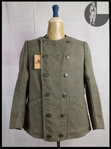 50er-60er Jahre Schwedische Armee CBV KARLSKRONA Moleskin Zweireiher Kragenlose Jacke - Bild 1 von 10
