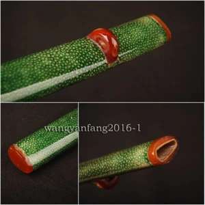 Green Rayskin Wrapped Wooden Saya Sheath For Japanese Katana Sword Horn Fittings - Picture 1 of 7