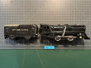 Marx Train 591 VERY NICE Black Locomotive Windup w/Bell & NYC Tender RUNS Lot J - Picture 1 of 24