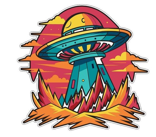 UFO Alien Spaceship Sticker Stickers A120 | eBay