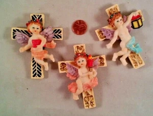 3 Engel & Kreuze mehrfarbiger Magnet Harz 3 Zoll NEU  - Bild 1 von 4
