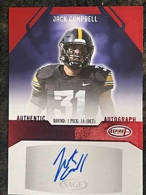 Jack Campbell 2023 SAGE Aspire Rookie Auto Red Foil Lions - Image 1 of 2