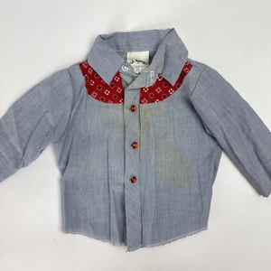 Kid Kountry Western Art Pearl Snap Cowboy Vintage Neonato XS 12-14 LIBBRE - MACCHIA - - Foto 1 di 10