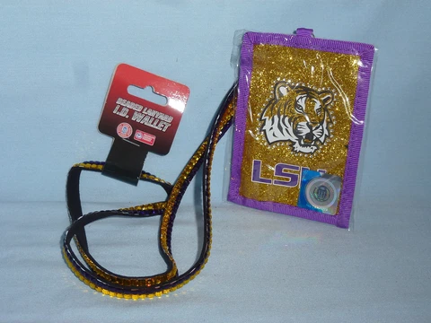 LSU TIGERS   Beaded LANYARD I.D. WALLET    by Rico   NIP Cover