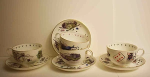 Royal Worcester Large Four Cups & Saucers "TO A EVERY IMPORTANT PARSON" Golf, Fi - Picture 1 of 11