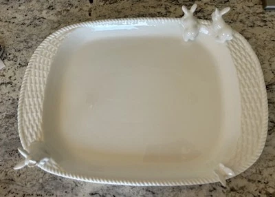 RARE Williams Sonoma Sculptural Bunny Weave Pattern Platter 19 1/2"  Easter NWT - Image 1 of 4
