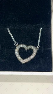 ECHT PANDORA 925 Silber Halskette liebevolle Herzen 590534CZ mit Box - Bild 1 von 4