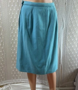 Vintage 1950s Wool Skirt Women’s Size 28”w Woven Turquoise Business Office 50s - Imagen 1 de 7