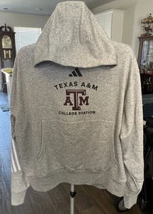 Sudadera con Capucha Texas A&M Para Hombre (Talla L) Gris Adidas Licencia Oficial Sudadera - Imagen 1 de 10