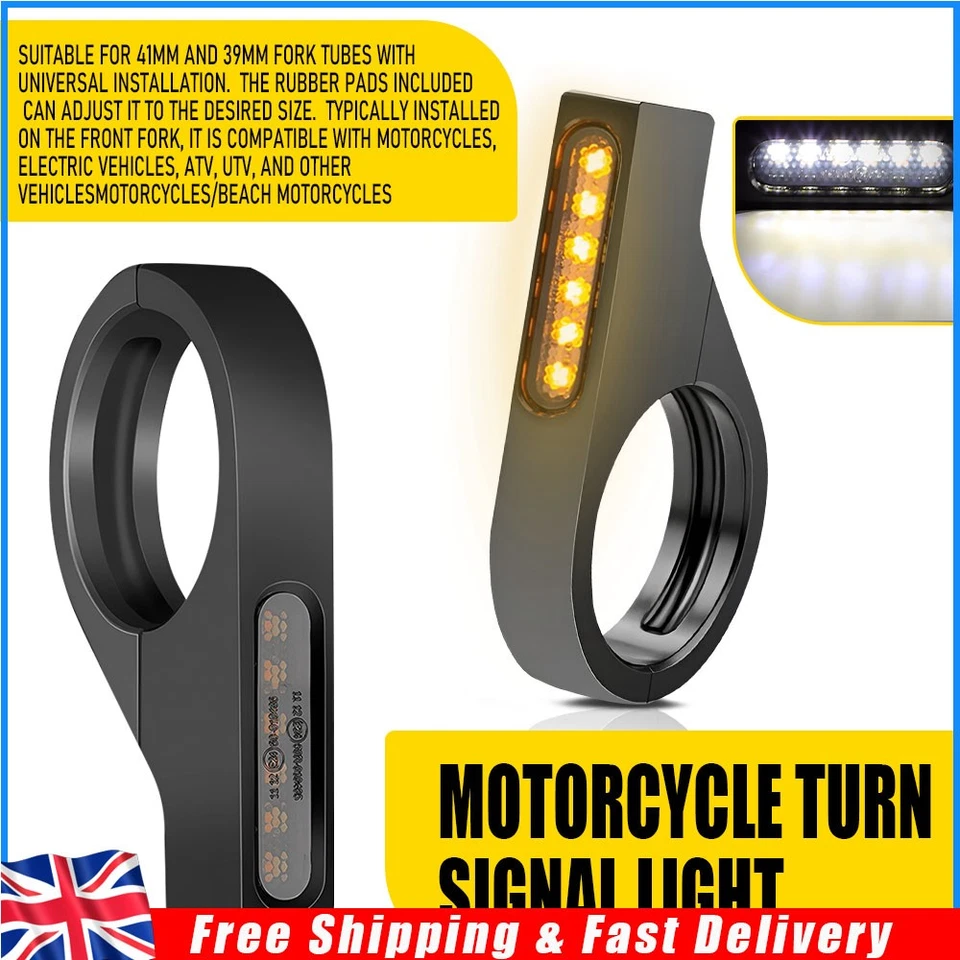 2X Motorcycle LED Turn Signal Indicator Bullet Amber White Light Running Blinker - Image 1 of 4
