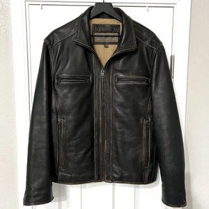 MOTO ANDREW MARC NEW YORK Distress CUERO MARRÓN PESADO Talla M Marrón Oscuro - Imagen 1 de 6