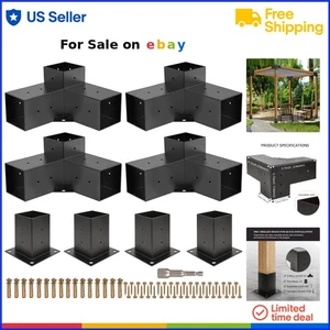 Wood Pergola Kit 3-Way Brackets Post Base for Outdoor Patio Gazebos DIY - Picture 1 of 10