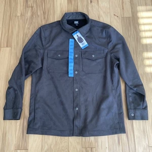 Brand New Frye Faux Suede Shirt Jacket Men Size Large Gray Charcoal Button Up - Picture 1 of 7