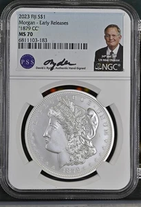 2023 Fiji U.S. Morgan Silver Dollar Early Release of 1879-CC NGC MS70 - Picture 1 of 2