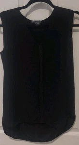 Vince Silk & Leather Sleeveless Top Size Small Black - Picture 1 of 6