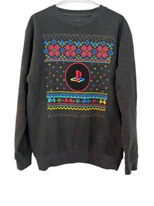 PlayStation Holiday Crewneck Pullover Herren Gr. L Grau Retro Gaming Sweater - Bild 1 von 6