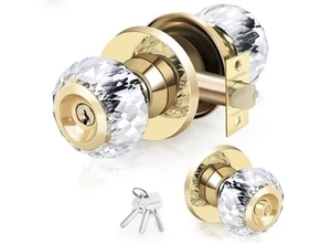 Kristall Türklinken mit Schloss und Schlüssel mit Sichtschutzschloss, luxuriös 2er Pack - Bild 1 von 2