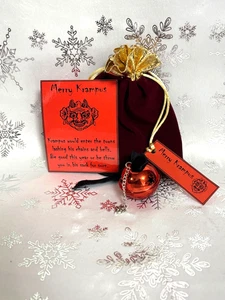 Merry Krampus Jingle Bell Cadena Diablo Dije Tarjeta Poema Saco Bolso Travieso Diciembre - Imagen 1 de 10