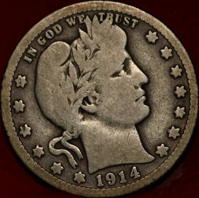 1914-D Denver Mint Silver Barber Quarter - Image 1 of 2