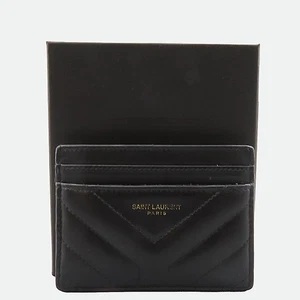 YSL 650954 Black Leather Y Qualifying Joan Card Holder - Picture 1 of 5