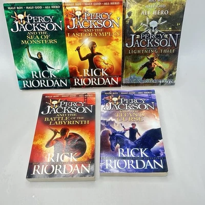 5 x Percy Jackson Books Bundle by Rick Riordan Half Boy Half God All Hero - image 1 of 4