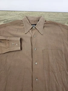 Hugo Boss Dress Shirt Men's 16.5 - 34/35 Brown Long Sleeve - Picture 1 of 8