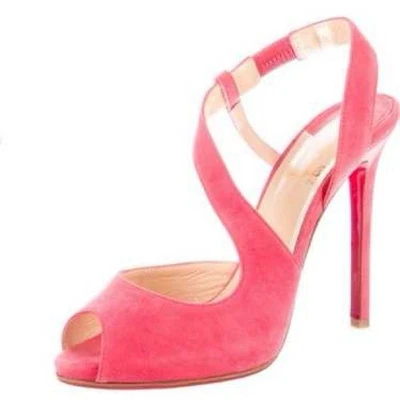 Туфли-лодочки Christian Louboutin из розовой замши Viveka 120 с открытым носком размер 36,5 - Изображение 1 из 4