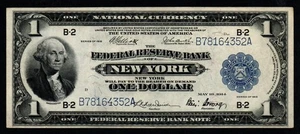 1918 $1 LARGE Size New York BEAUTIFUL CRISP AU Federal Reserve Bank Note! - Picture 1 of 2