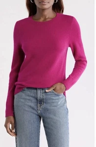 Theory Sweater Fantina Feather Cashmere Womens Small Magenta Classic Soft NEW - Picture 1 of 10
