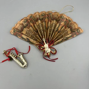 2 spartiti vintage piegati ventaglio ornamento, e sassofono, violino - Foto 1 di 20