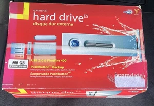 ACOM Data External Firewire & USB 500GB Hard Drive 7200 RPM NEW OPEN BOX - Afbeelding 1 van 2