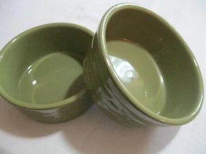 LONGABERGER DOG Pet BOWLS SAGE GREEN LARGE Dishes POTTERY Cat WATER match BASKET - Picture 1 of 4