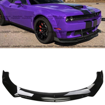 For Dodge Challenger SRT SXT Front Bumper Lip Spoiler Splitter Glossy Black - Image 1 of 4