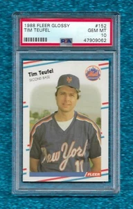 1988 Fleer Glossy #152 Tim Teufel PSA 10 GEM MINT POP 1 METS TWINS - Bild 1 von 1
