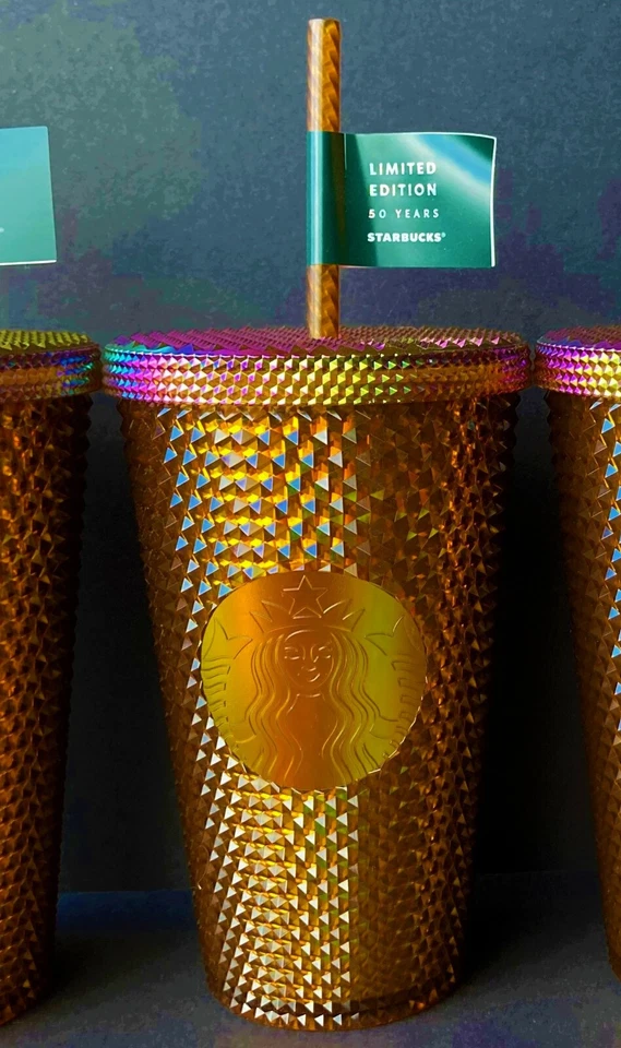 Starbucks 2020 Gold Holiday Glitter Polka Dots 24 Oz Cold Cup Tumbler