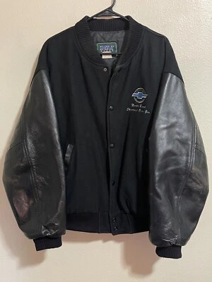 Abrigo Universitario Vintage Para Hombre MV SPORTS Talla Grande Lana/Cuero Chaqueta Bomber J769 Foto 1 de 4