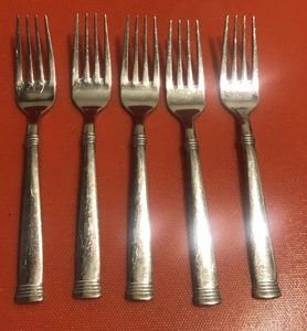 "5 tenedores de ensalada 7 1/8"" cubiertos de acero inoxidable Wallace NAPOLI brillantes" - Imagen 1 de 7