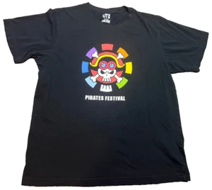 One Piece Uniqlo Pirates Festival Short Sleeve Black T Shirt Size Large - Picture 1 of 6