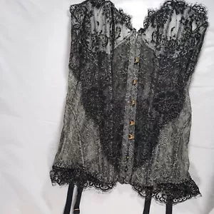 Agent Provocateur Soiree Gardenia AP5 XL schwarz silber Spitze Korsett Hosenträger - Bild 1 von 9