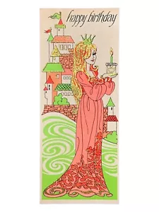 Niedliche Vintage MÄDCHEN GEBURTSTAGSKARTE FÜR PRINZESSIN, Kerzenkuchen von OZ Carte Blanche +✉ - Bild 1 von 6